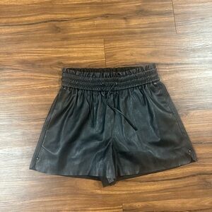 Zara Black High Waist Faux Leather Shorts